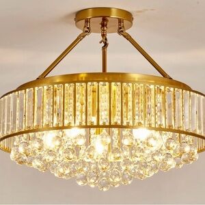 Elegant Vintage Gold Crystal Chandelier